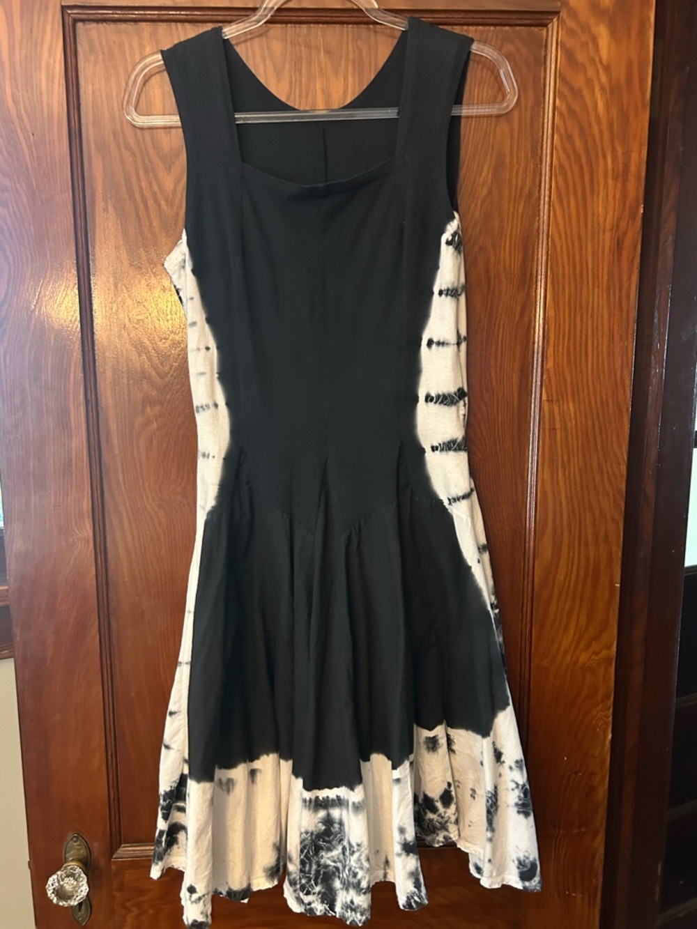 Vintage Luna Luz 90's Tie Dye Dress Cotton Black White Size Medium